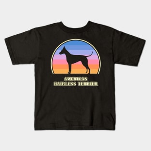 American Hairless Terrier Vintage Sunset Dog Kids T-Shirt